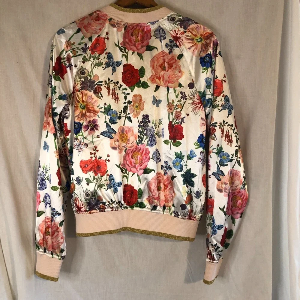 H&M  NATHALIE LETE Floral Bomber Jacket Coat Butterfly Eyeball US Girls 14Y